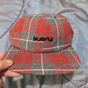 KAVU Cabin Fever Lumberjack Red Plaid Hat Cap Adjustable NWOT